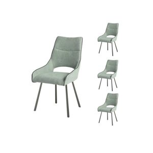 Tousmesmeubles Quatuor de Chaises Métal/Tissu vert - FRASNA - L 51 x l 60 x H 94 cm