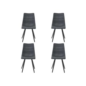 Tousmesmeubles Quatuor de Chaises Simili cuir/Métal Noir - OSTENDE - L 42 x l 55 x H 86 cm