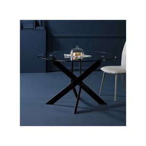 Tousmesmeubles Table de repas ronde Noir 120 cm - FAXOU