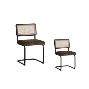 Tousmesmeubles Duo de chaises Métal/Rotin/Vert- MARIETTE - L 50 x l 54 x H 84 cm