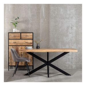 Tousmesmeubles Table de repas rectangulaire 180 cm Bois Brut/Noir - AMANDIA