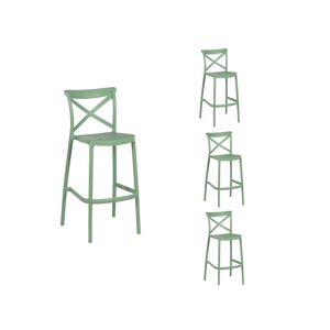 Tousmesmeubles Quatuor de Chaises de bar Vert menthe - RETRONA - L 52.5 x l 44.9 x H 107 cm
