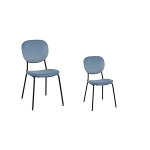 Tousmesmeubles Duo de chaises Tissu/Métal Bleu - NAVEA - L 45.5 x l 53.5 x H 82.5 cm
