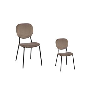 Tousmesmeubles Duo de chaises Tissu/Métal Taupe - NAVEA - L 45.5 x l 53.5 x H 82.5 cm