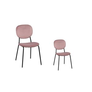 Tousmesmeubles Duo de chaises Tissu/Métal Rose - NAVEA - L 45.5 x l 53.5 x H 82.5 cm