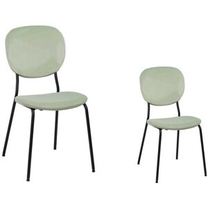 Tousmesmeubles Duo de chaises Tissu/Métal Vert - NAVEA - L 45.5 x l 53.5 x H 82.5 cm