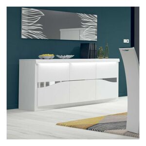 Tousmesmeubles Buffet 3 portes Blanc laqué/ leds - ESPRIT