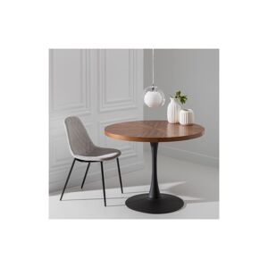 Tousmesmeubles Table de repas ronde Bois/Noir 100 cm - ARITIO