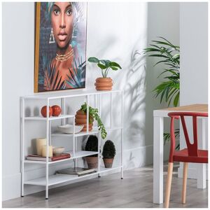 Tousmesmeubles Console 5 plateaux métal Blanc - URBAN - L 130 x l 26 x H 85 cm