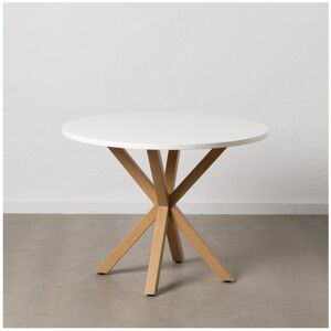 Tousmesmeubles Table de repas ronde Blanc/Métal Bois - BALOO