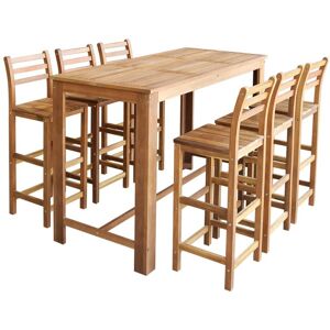 246671 vidaXL Table et chaises de bar 7 pcs Bois d'acacia massif - Publicité