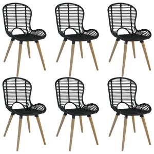 275838 vidaXL Chaises à manger lot de 6 noir rotin naturel - Publicité