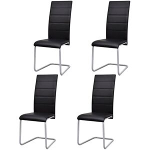 242290 vidaXL Chaises à manger cantilever lot de 4 noir similicuir - Publicité