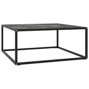322878 vidaXL Table basse Noir avec verre marbre noir 80x80x35 cm - Publicité