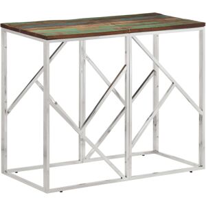 349992 vidaXL Table console argenté acier inoxydable/bois massif récupération - Publicité