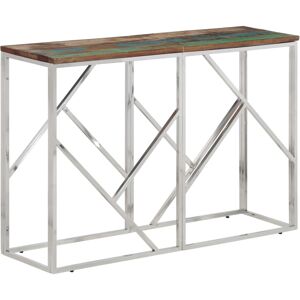 350000 vidaXL Table console argenté acier inoxydable/bois massif récupération - Publicité