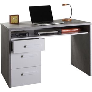 Venetacasa Bureau avec tiroirs et étagère 110 cm ciment et blanc laqué couleur