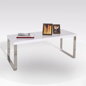 Venetacasa Table basse en métal 100x40 cm avec plateau blanc brillant