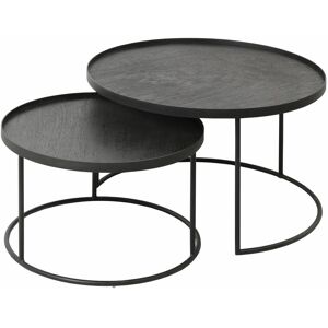 2 tables basses gigognes en métal à plateau rond 62 cm - Ethnicraft Accessories - Publicité