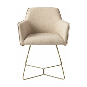 Chaise beige wild walnut avec pieds hexagones en métal doré Hofu - Jesper Home - Publicité