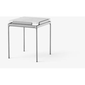 &tradition Table d'appoint en marbre bianco carrera et structure chrome foncé 46x40 cm Sett LN11 - Publicité