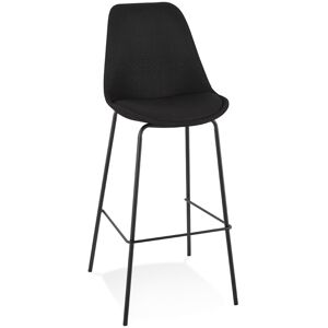 ALTEREGO Tabouret de bar 'ALOE' en tissu noir avec pied en métal