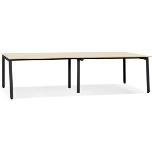 ALTEREGO Double bureau bench / table de reunion 'AMADEUS' en bois finition naturelle et metal noir - 280x140 cm