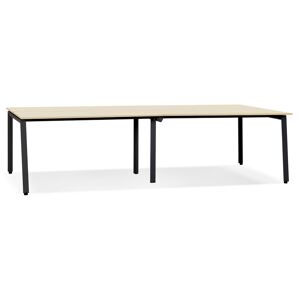 ALTEREGO Double bureau bench / table de réunion 'AMADEUS' en bois finition naturelle et métal noir - 280x140 cm