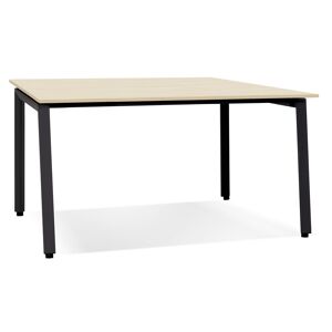 ALTEREGO Table de reunion / bureau bench 'AMADEUS SQUARE' en bois finition naturelle et metal noir - 160x160 cm