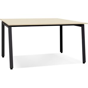 ALTEREGO Table de reunion / bureau bench 'AMADEUS SQUARE' en bois finition naturelle et metal noir - 140x140 cm