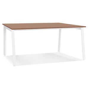 ALTEREGO Table de réunion / bureau bench 'AMADEUS SQUARE' en bois finition Noyer et métal blanc -160x160 cm