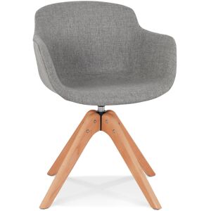 ALTEREGO Chaise avec accoudoirs 'AMOS' en tissu gris et pieds en bois naturel