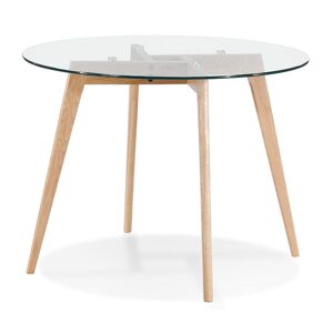 ALTEREGO Petite table à diner ronde 'ANGELA' en verre transparent - Ø 100 cm