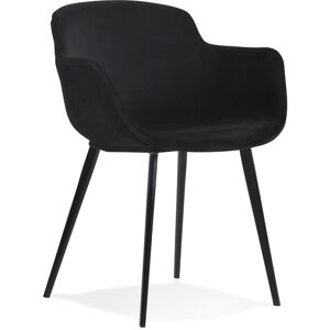 ALTEREGO Chaise avec accoudoirs 'ARMADA' en velours noir