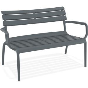 ALTEREGO Banc de jardin 'AROMA XL' gris fonce en matiere plastique