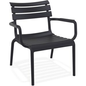 ALTEREGO Chaise de jardin avec accoudoirs 'AROMA' noire  en matiere plastique