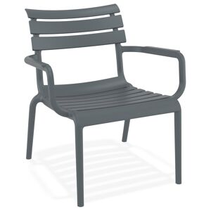 ALTEREGO Chaise de jardin avec accoudoirs 'AROMA' grise fonce en matiere plastique