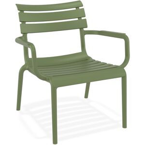 ALTEREGO Chaise de jardin avec accoudoirs 'AROMA' verte en matiere plastique