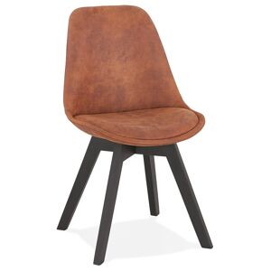 ALTEREGO Chaise en microfibre brune 'AXEL' avec structure en bois noir