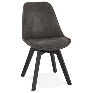 ALTEREGO Chaise en microfibre grise 'AXEL' avec structure en bois noir