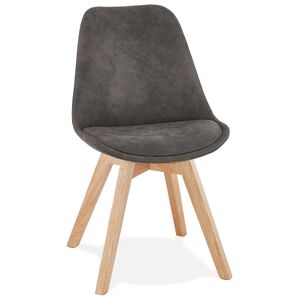 ALTEREGO Chaise en microfibre grise 'AXEL' avec structure en bois finition naturelle