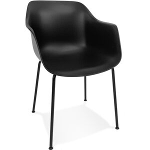 ALTEREGO Chaise interieur / exterieur 'BACHO' noire avec accoudoirs