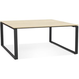 ALTEREGO Table de reunion / bureau bench 'BAKUS SQUARE' en bois finition naturelle et metal noir - 160x160 cm