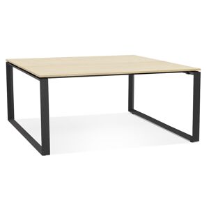 ALTEREGO Table de réunion / bureau bench 'BAKUS SQUARE' en bois finition naturelle et métal noir - 160x160 cm