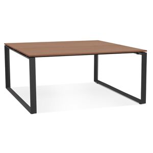 ALTEREGO Table de réunion / bureau bench 'BAKUS SQUARE' en bois finition Noyer et métal noir - 160x160 cm