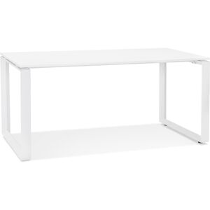 ALTEREGO Bureau droit design 'BAKUS' en bois et metal blanc - 160x80 cm