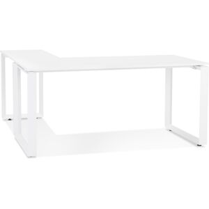 ALTEREGO Bureau d'angle design 'BAKUS' en bois et métal blanc - 160 cm