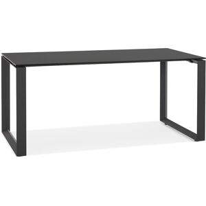 ALTEREGO Bureau droit design 'BAKUS' en verre et métal noir - 160x80 cm