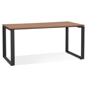 ALTEREGO Bureau droit design 'BAKUS' en bois finition Noyer et metal noir - 160x80 cm