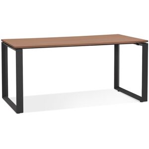 ALTEREGO Bureau droit design 'BAKUS' en bois finition Noyer et métal noir - 160x80 cm